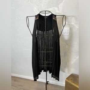 NWT la Rok Vintage oversized beaded layering vest S XS